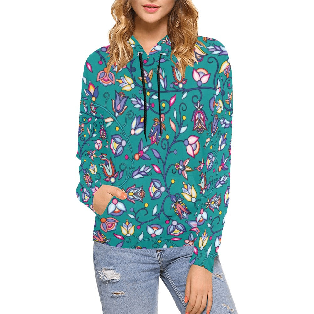 Buffalo Bloom Turquoise Hoodie for Women (USA Size)