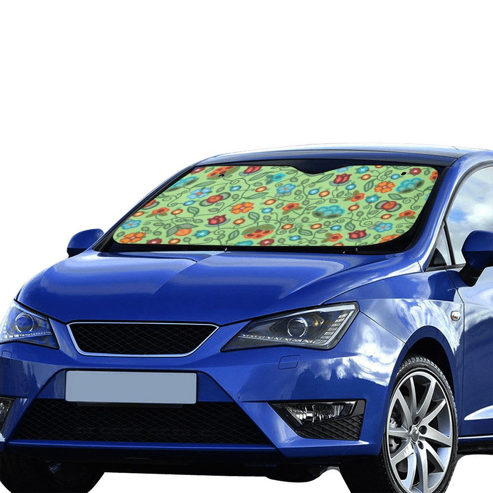 Prairie Fire Petals Sage Car Sun Shade 55"x30"