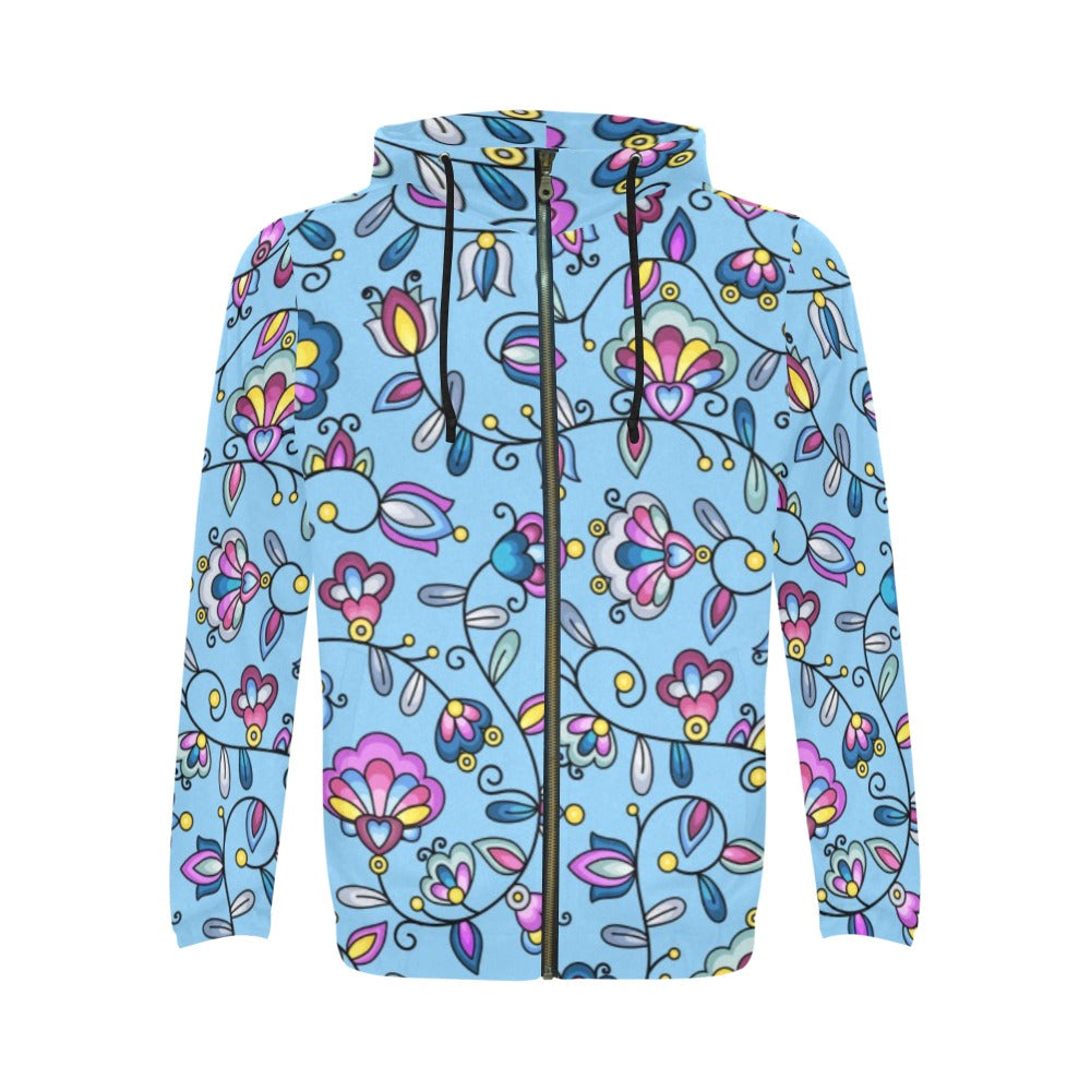 Autumn Bundle Blessing Blue Men's Zipper Hoodie