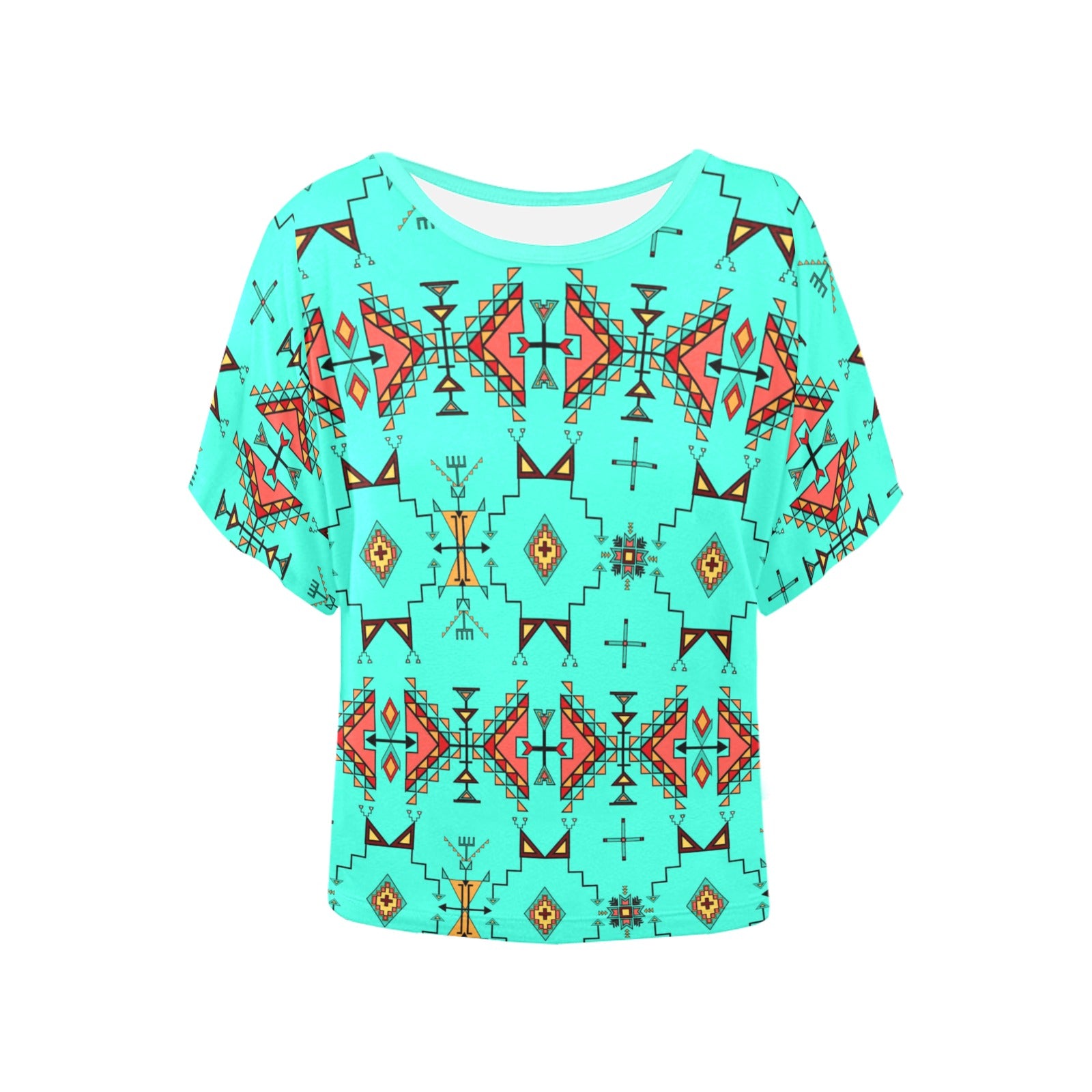 Thunder Flight Turquoise Women's Batwing-Sleeved Blouse T shirt
