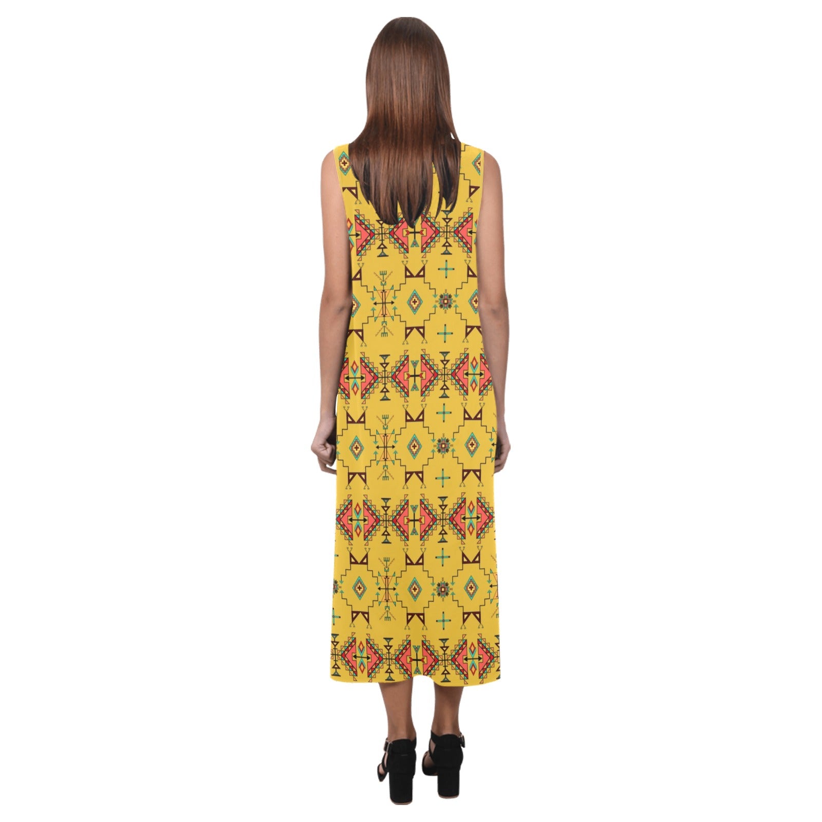Thunder Flight Yellow Phaedra Sleeveless Open Fork Long Dress