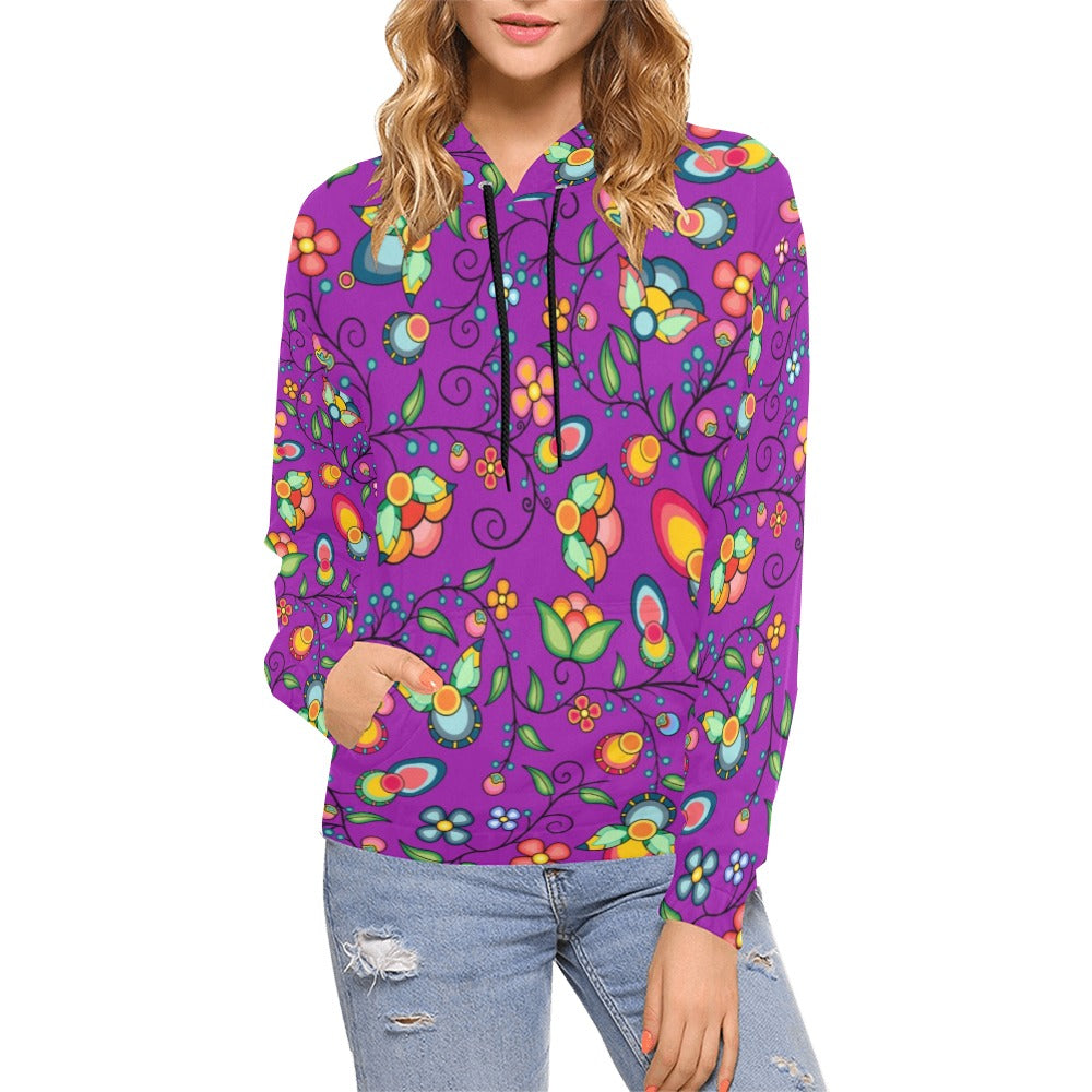 Floral Bounty Purple Hoodie for Women (USA Size)