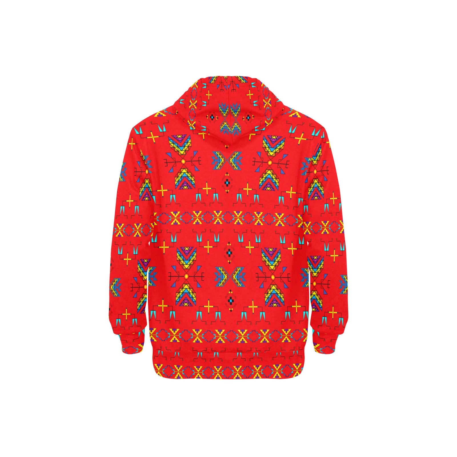 Rainy Chief Rainbow Red Men's Long Sleeve Fleece Hoodie