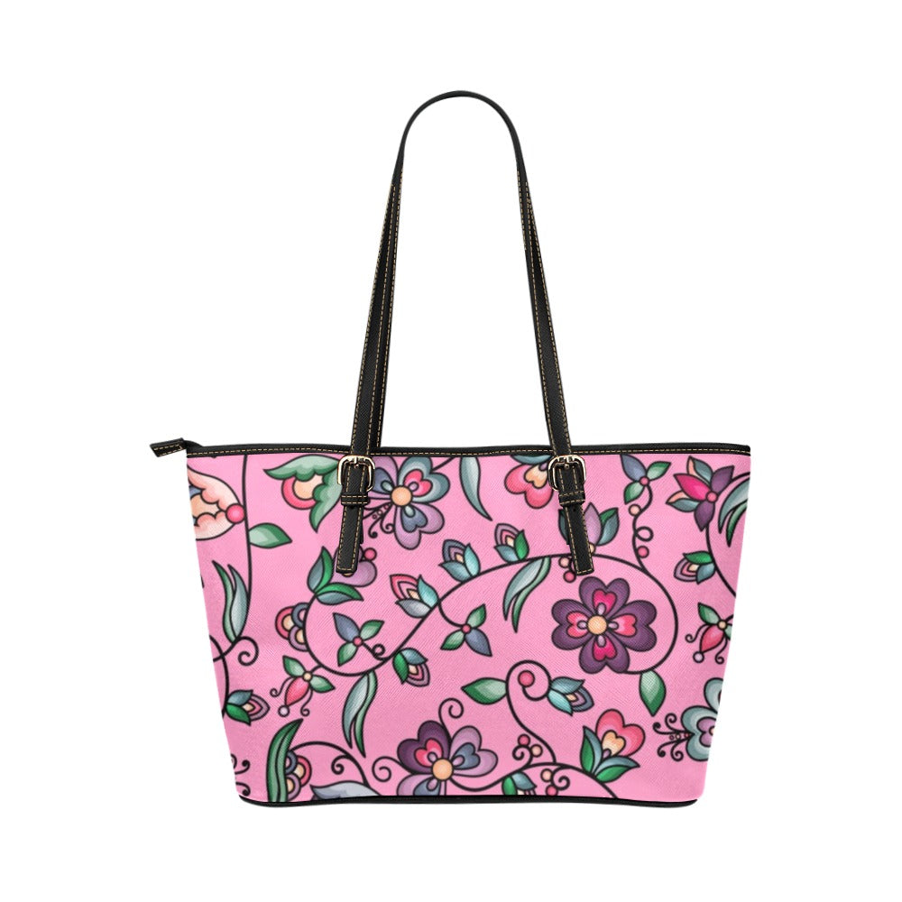 Amber Evening Garland Pink Leather Tote Bag/Large