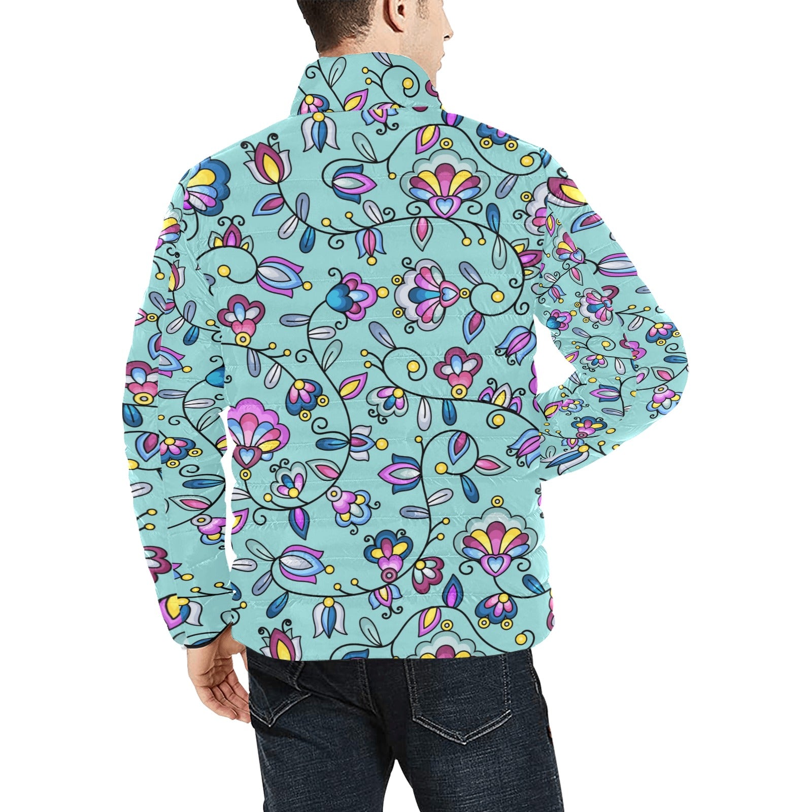 Autumn Bundle Blessing Turquoise Men's Padded Jacket