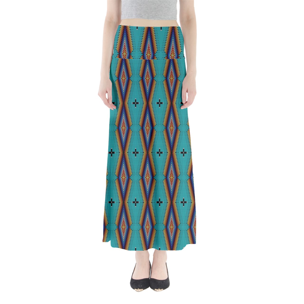 Diamond in the Bluff Turquoise Full Length Maxi Skirt