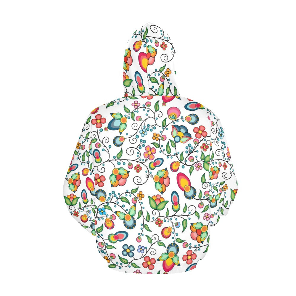 Floral Bounty White Hoodie for Women (USA Size)