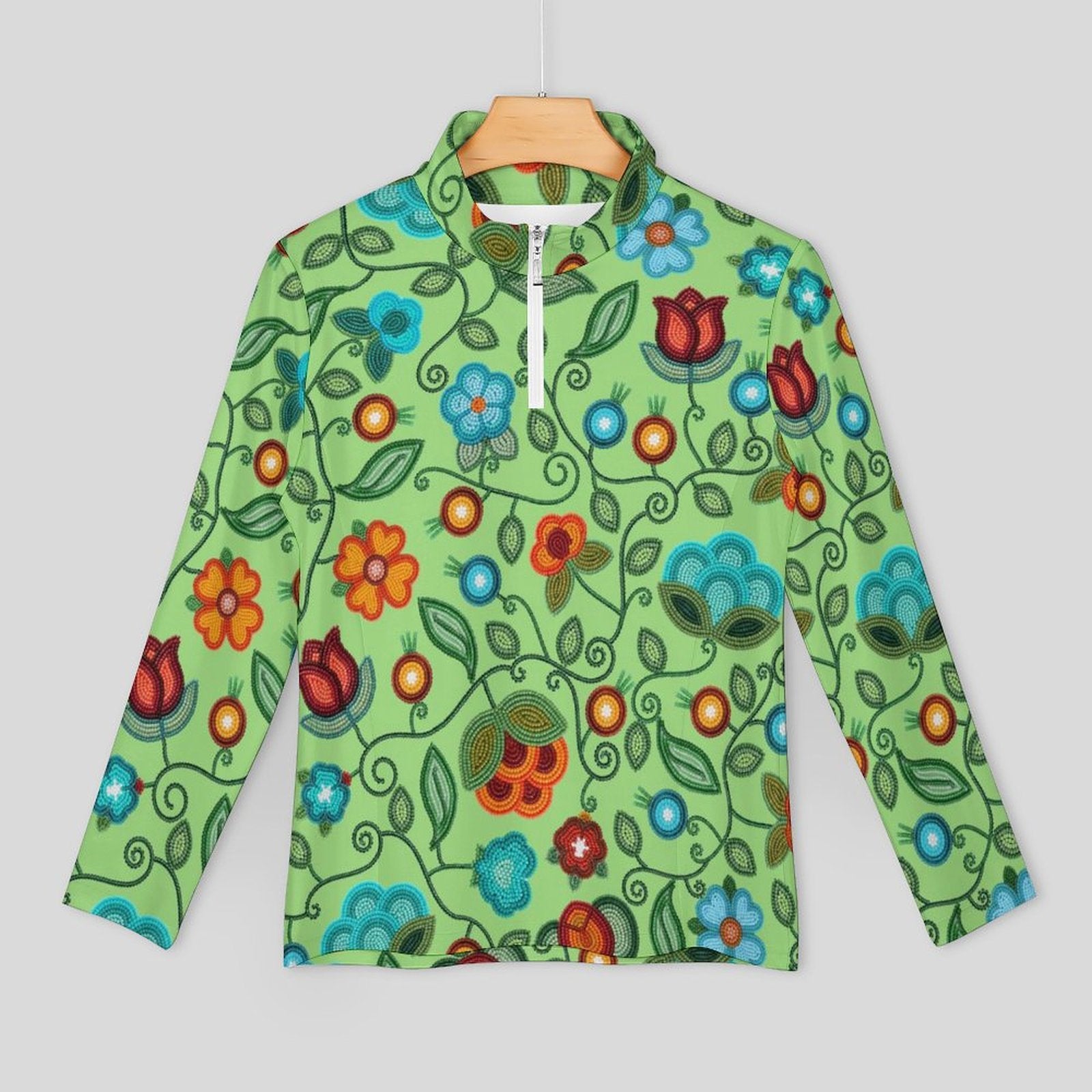 Prairie Fire Petals Sage Long Sleeve Yoga Shirt