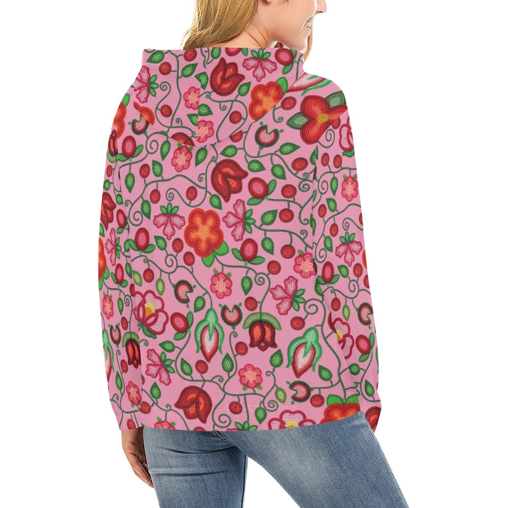 Rose Reverie Pink All Over Print Hoodie for Women (USA Size)