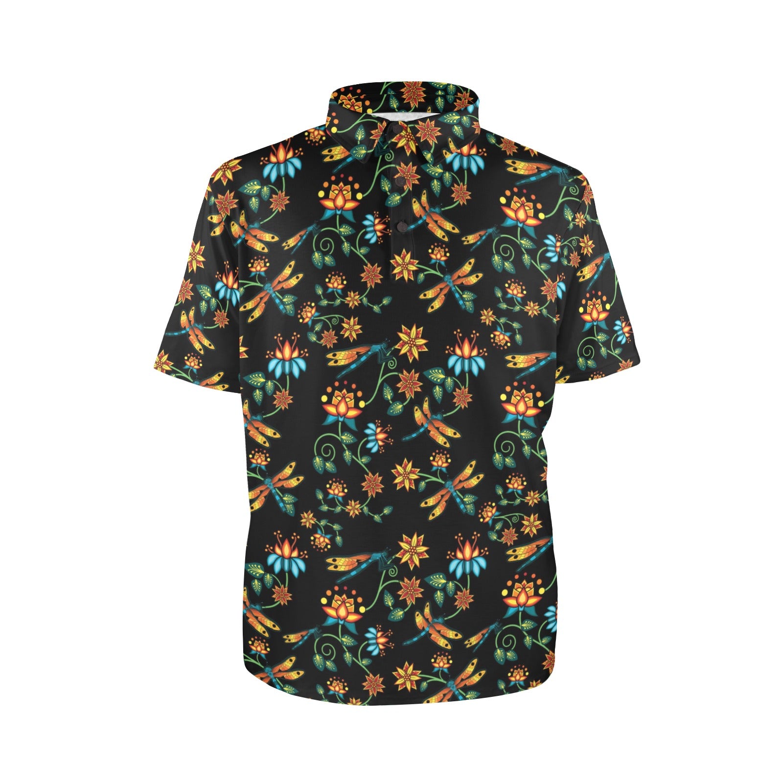 Dragon Lily Noir Polo Shirt