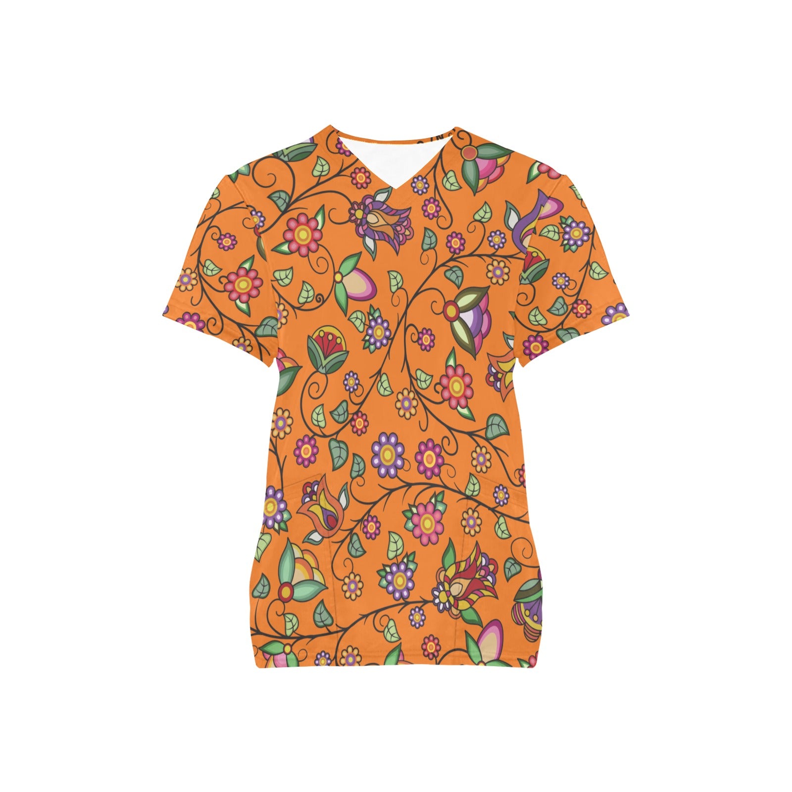 Heartbeat Petals ECM Orange Scrub Top