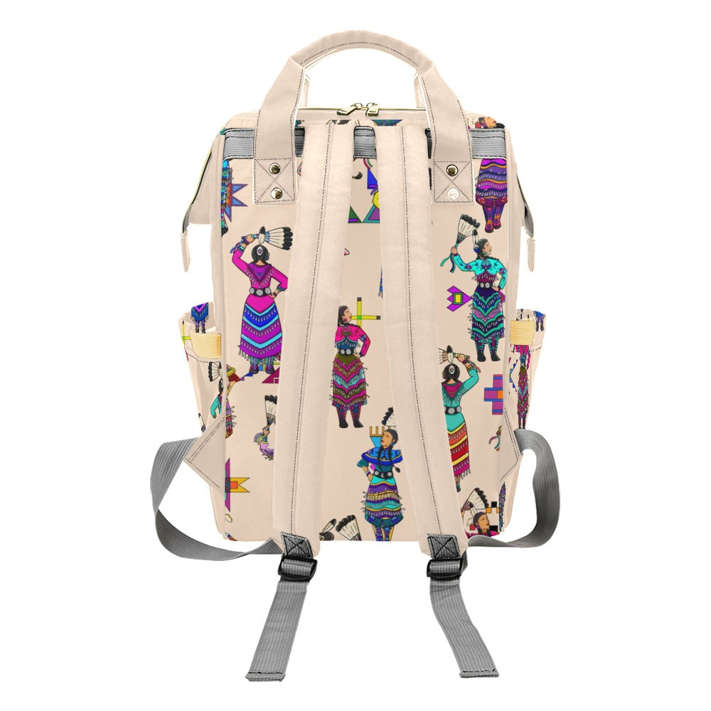 Women's Jingle Dancers Muslin Multi-Function Diaper Backpack/Diaper Bag