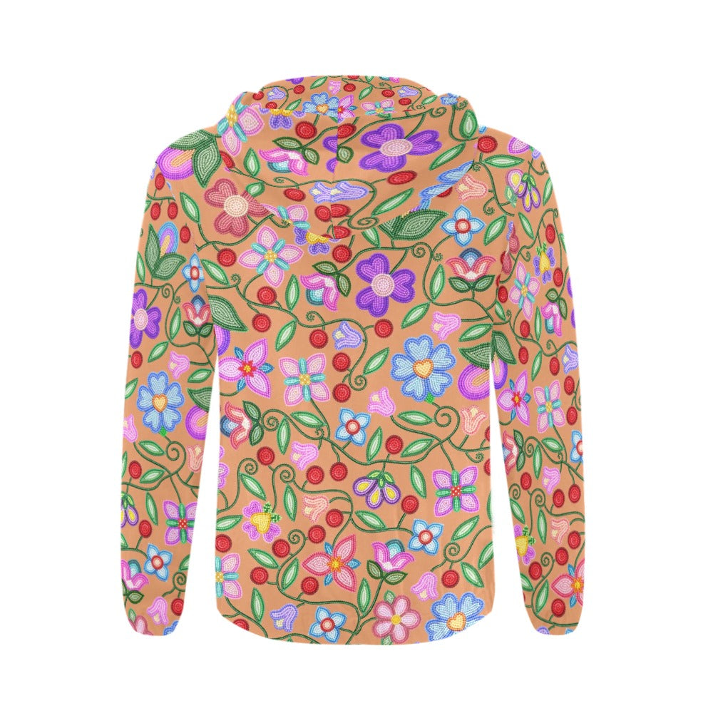 Petal Harmony Terracotta Men's Zipper Hoodie