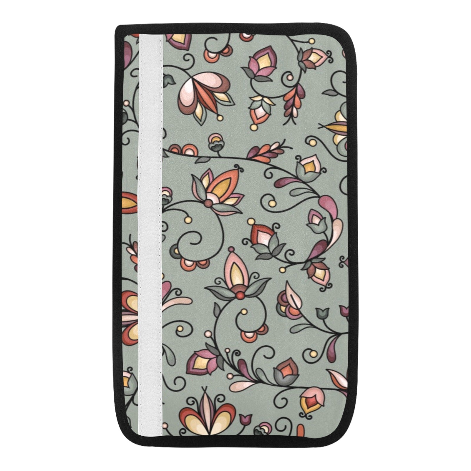 Burnt Sky Petals Green Car Seat Belt Cover 7''x12.6'' (Pack of 2)