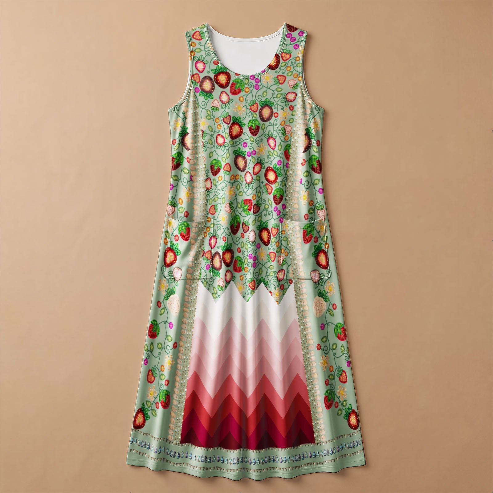 Berry Rites Sage 1 Women's Sleeveless Long Dress