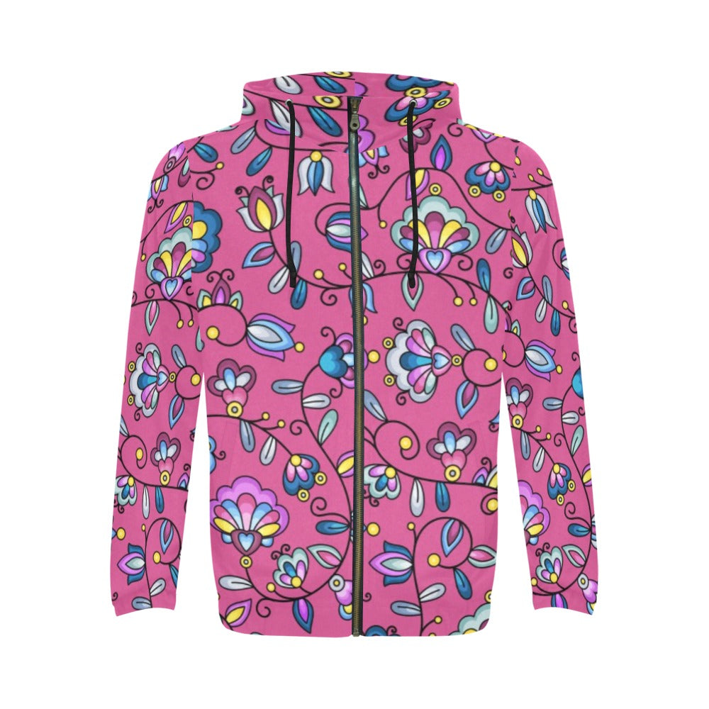 Autumn Bundle Blessing Pink Men's Zipper Hoodie