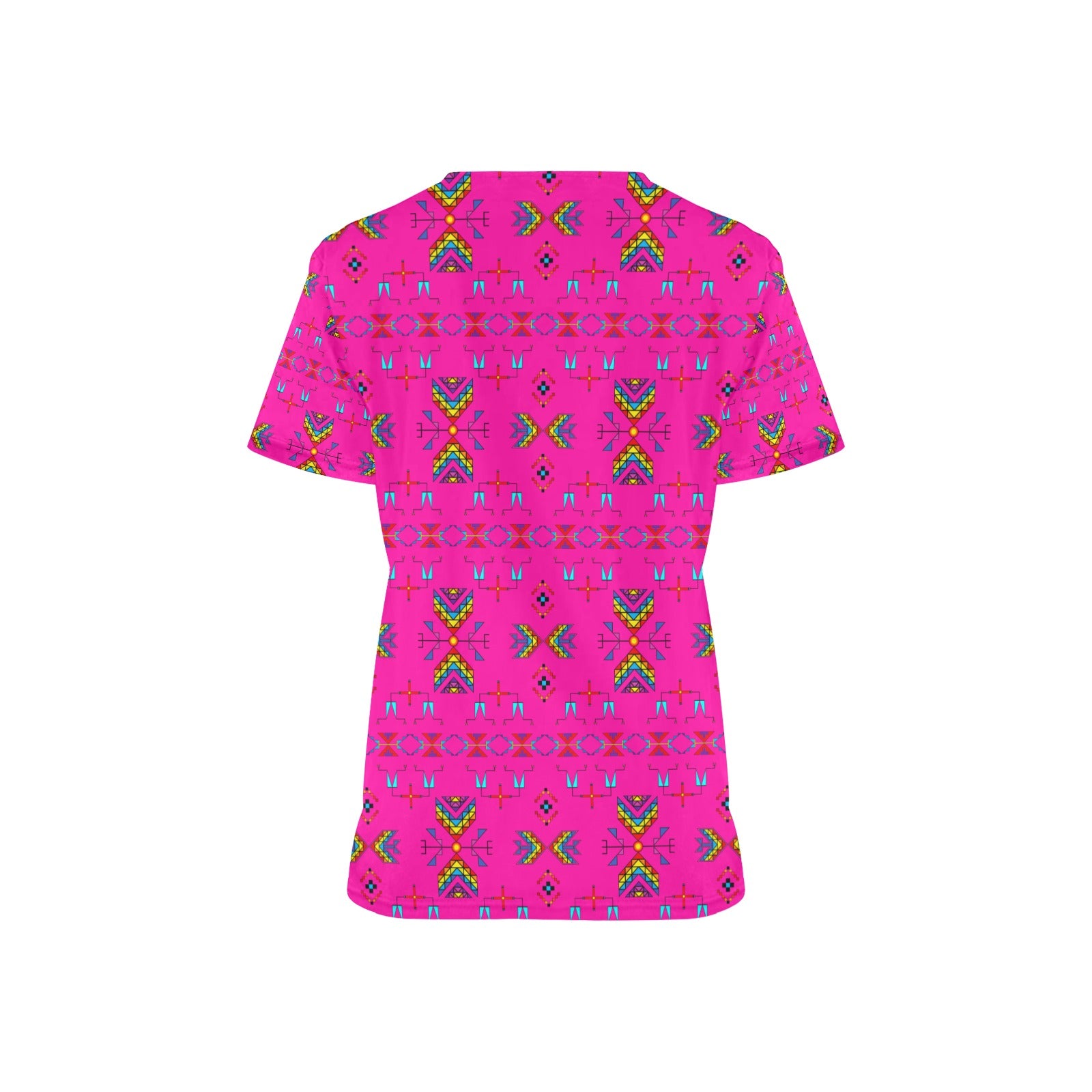 Rainy Chief Rainbow Hot Pink Scrub Top
