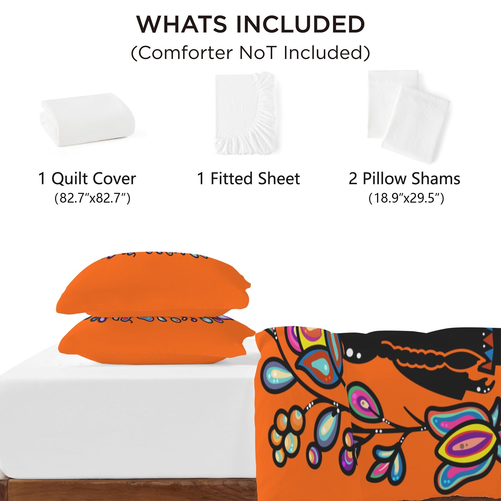 Rooted in Culture 4-Piece Bedding Set with Blank Fitted Sheet 82.7x82.7inch