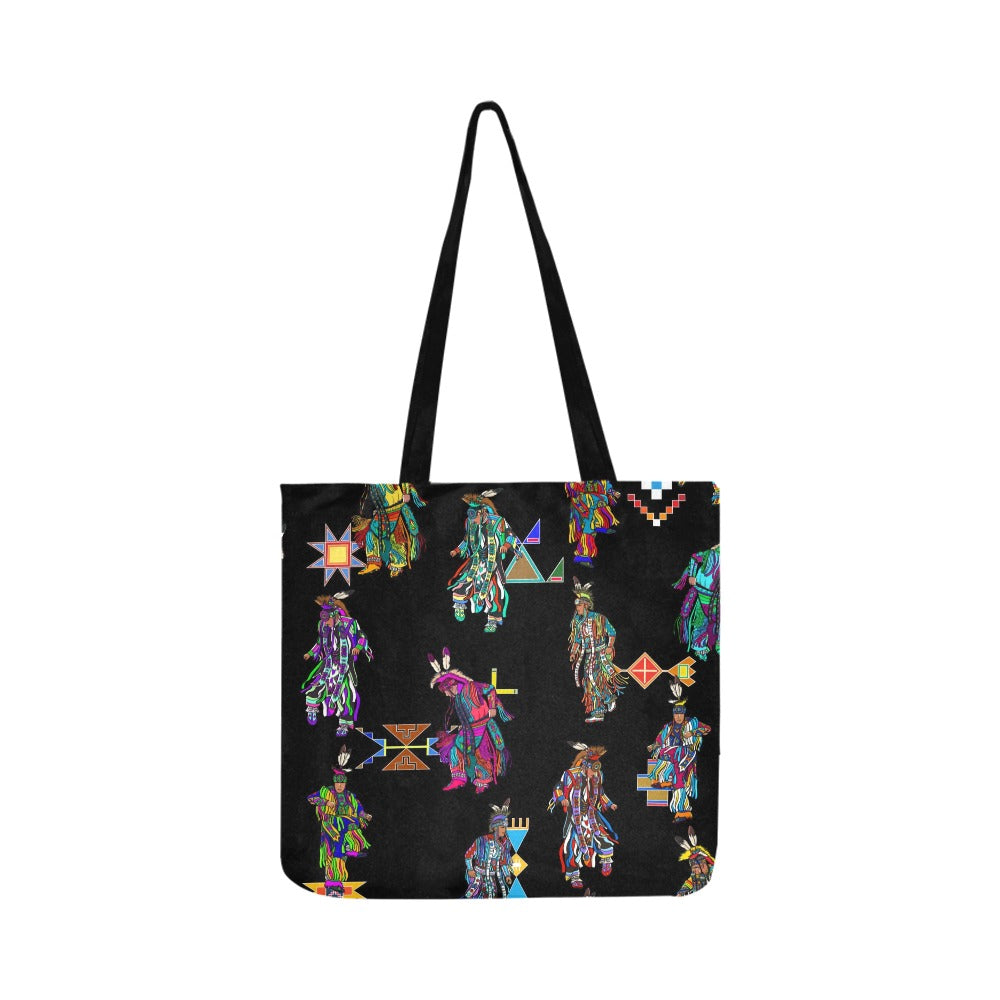 Men's Grass Dancers Black Reusable Shopping Bag (Two sides)