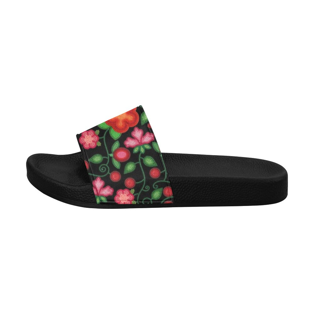 Rose Reverie Black Women's Slide Sandals