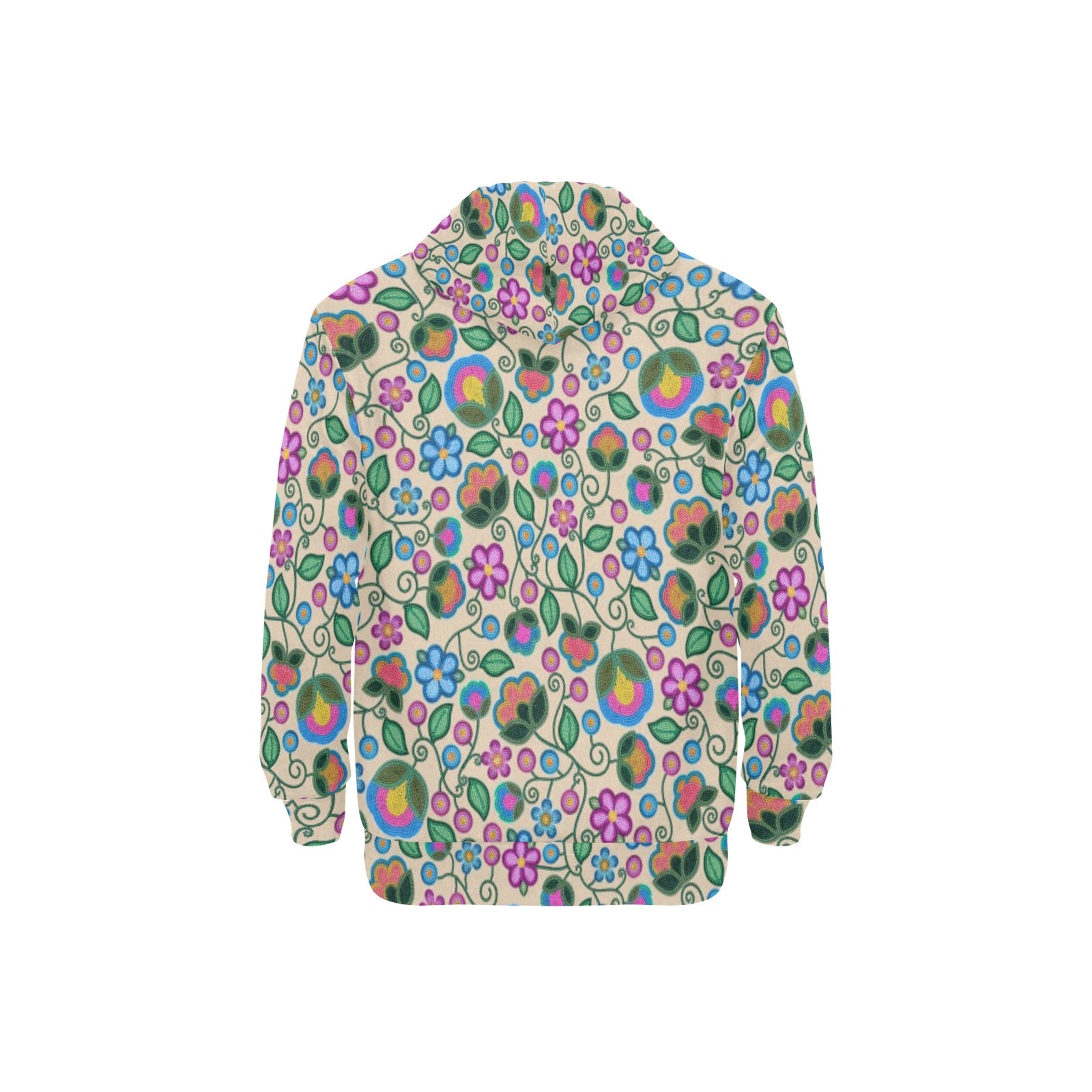Turquoise Sunbeam Cream Men's Long Sleeve Fleece Hoodie