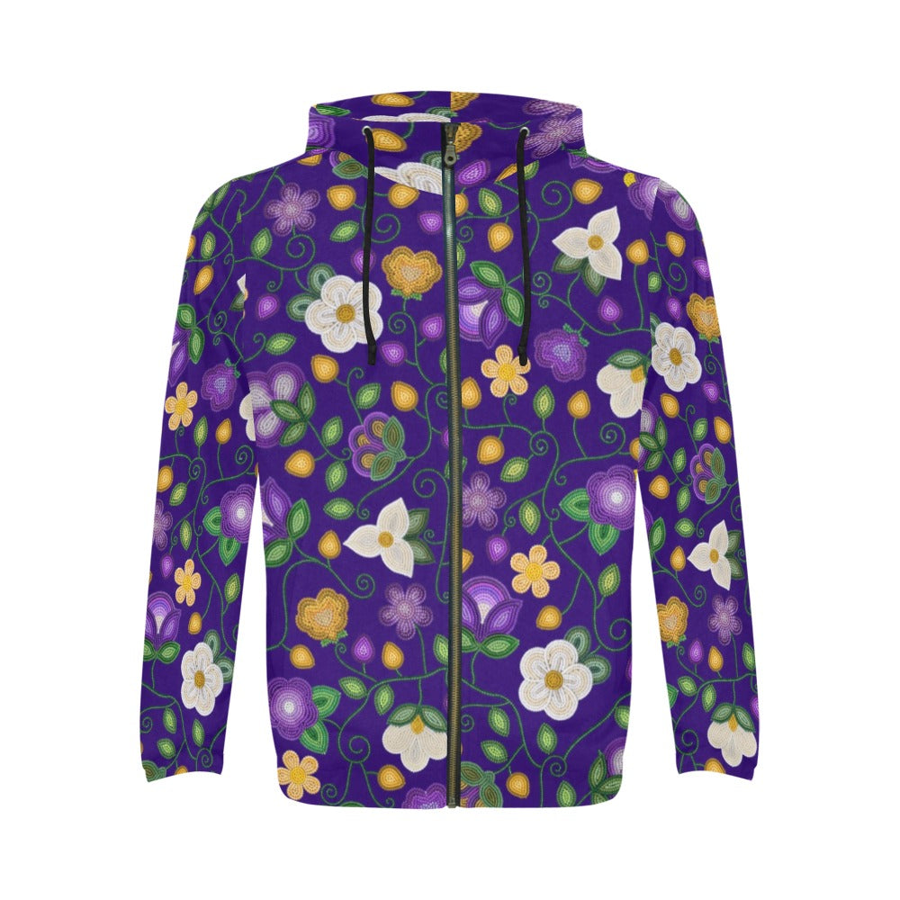 Midnight Moss Bloom Aubergine Men's Zipper Hoodie