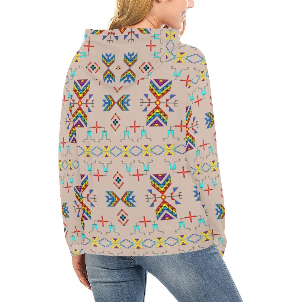 Rainy Chief Rainbow Taupe Hoodie for Women (USA Size)
