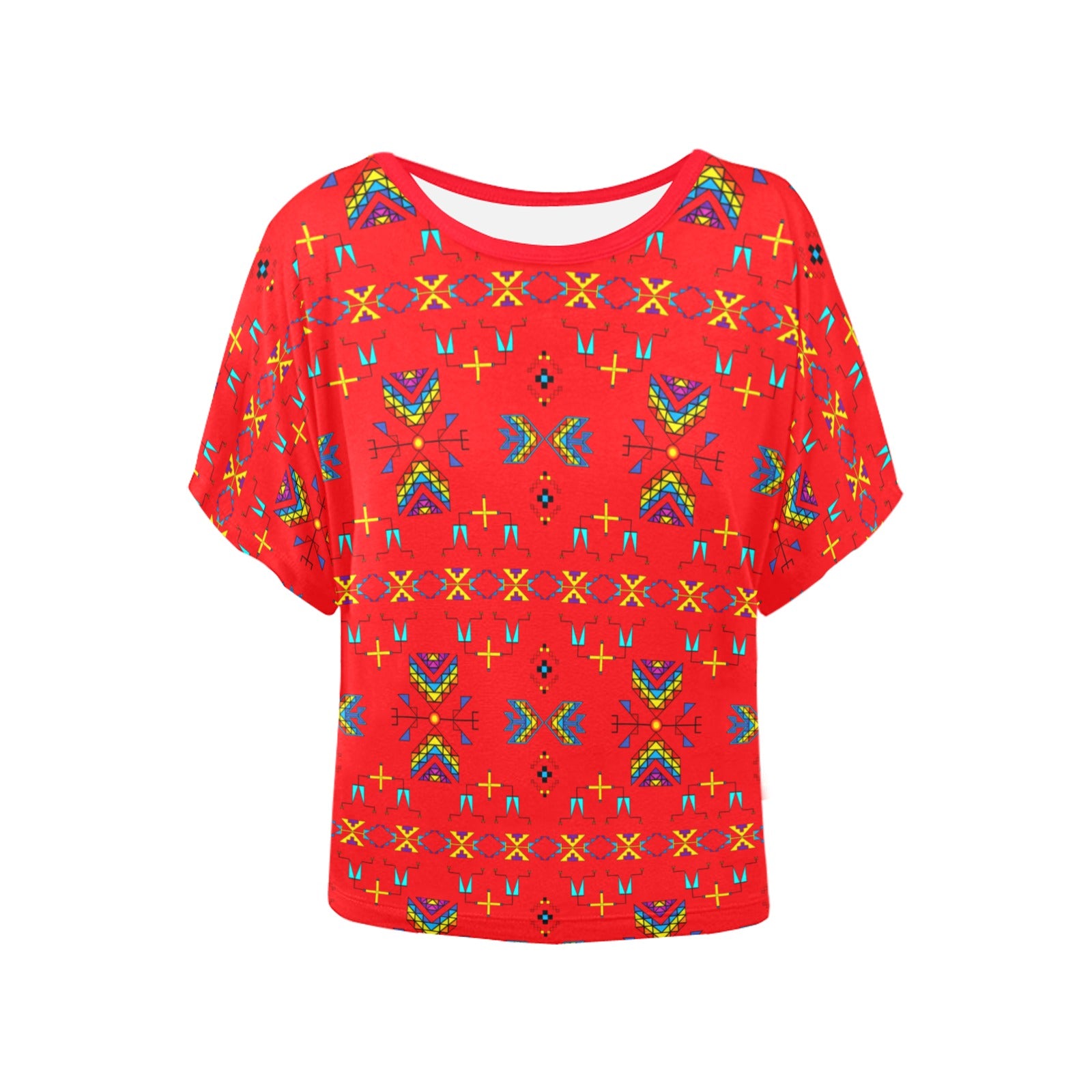Rainy Chief Rainbow Red Women's Batwing-Sleeved Blouse T shirt