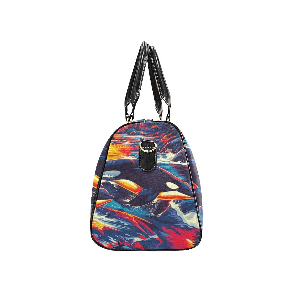 Killer Whales in the Bay Waterproof Travel Bag/Small