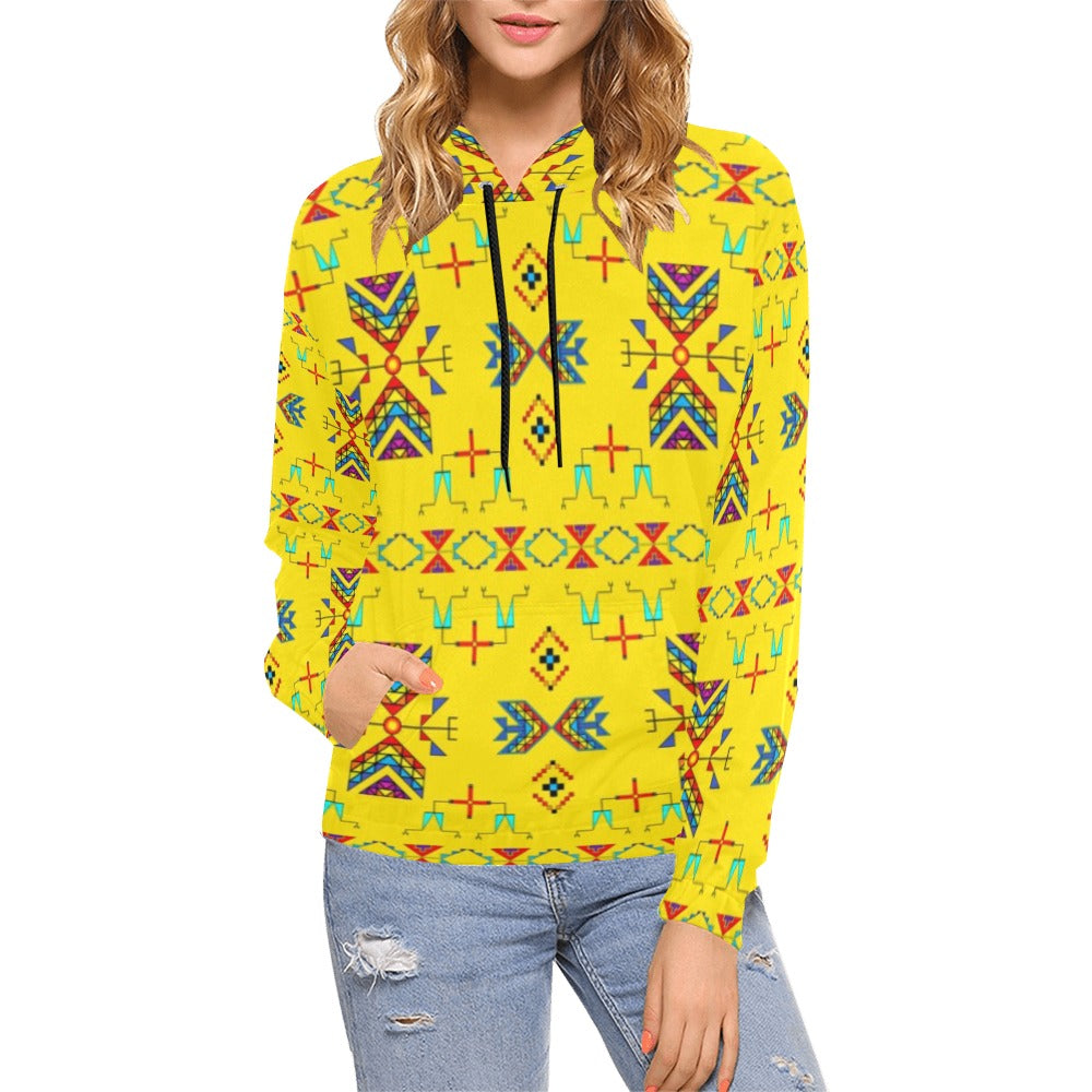 Rainy Chief Rainbow Yellow Hoodie for Women (USA Size)
