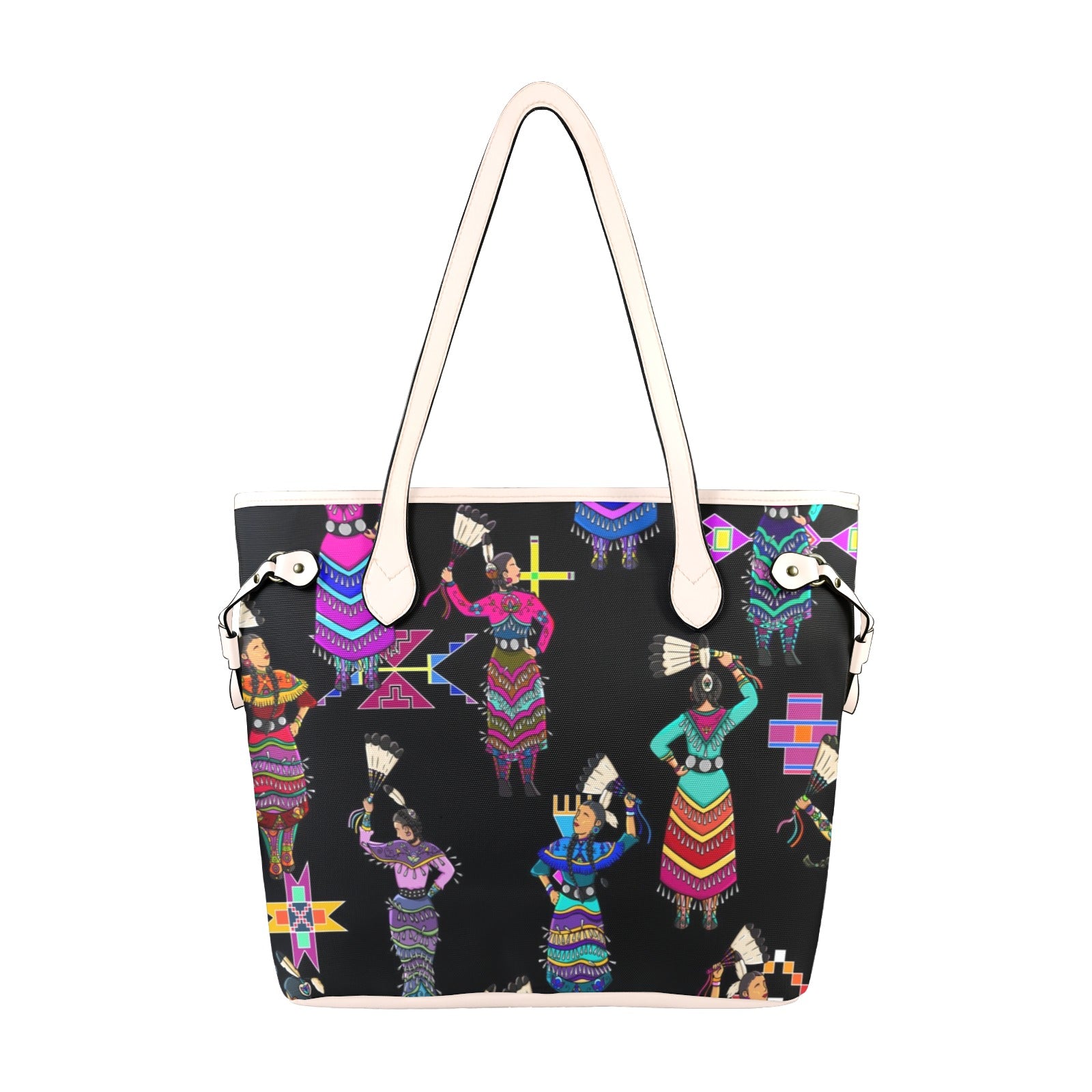 Women's Jingle Dancers Black Clover Canvas Tote Bag