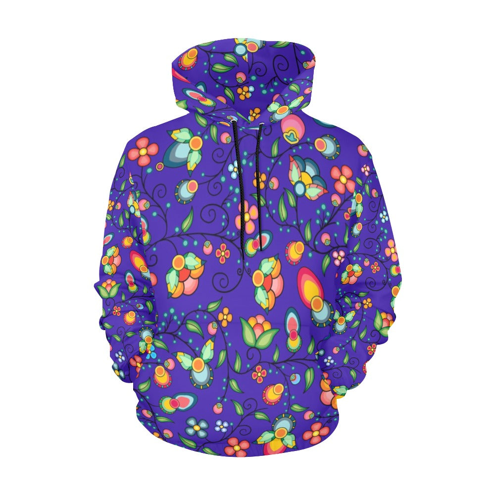 Floral Bounty Blue Hoodie for Women (USA Size)