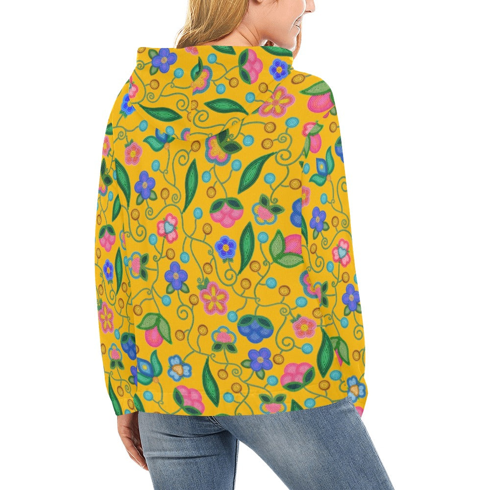 Skyberry Serenade Yellow All Over Print Hoodie for Women (USA Size)