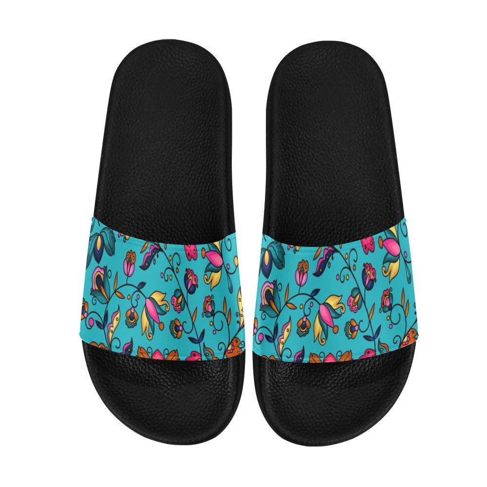 Copper Prairie Petals Turquoise Women's Slide Sandals