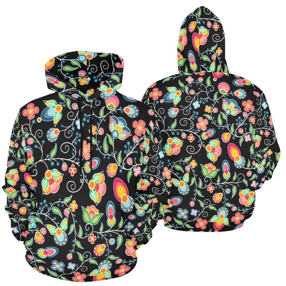 Floral Bounty Black Hoodie for Women (USA Size)