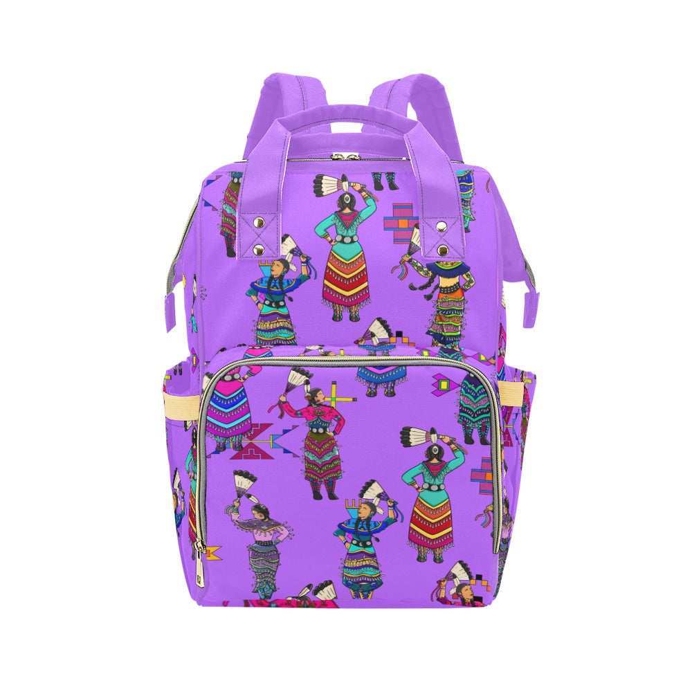 Women's Jingle Dancers Purple Multi-Function Diaper Backpack/Diaper Bag
