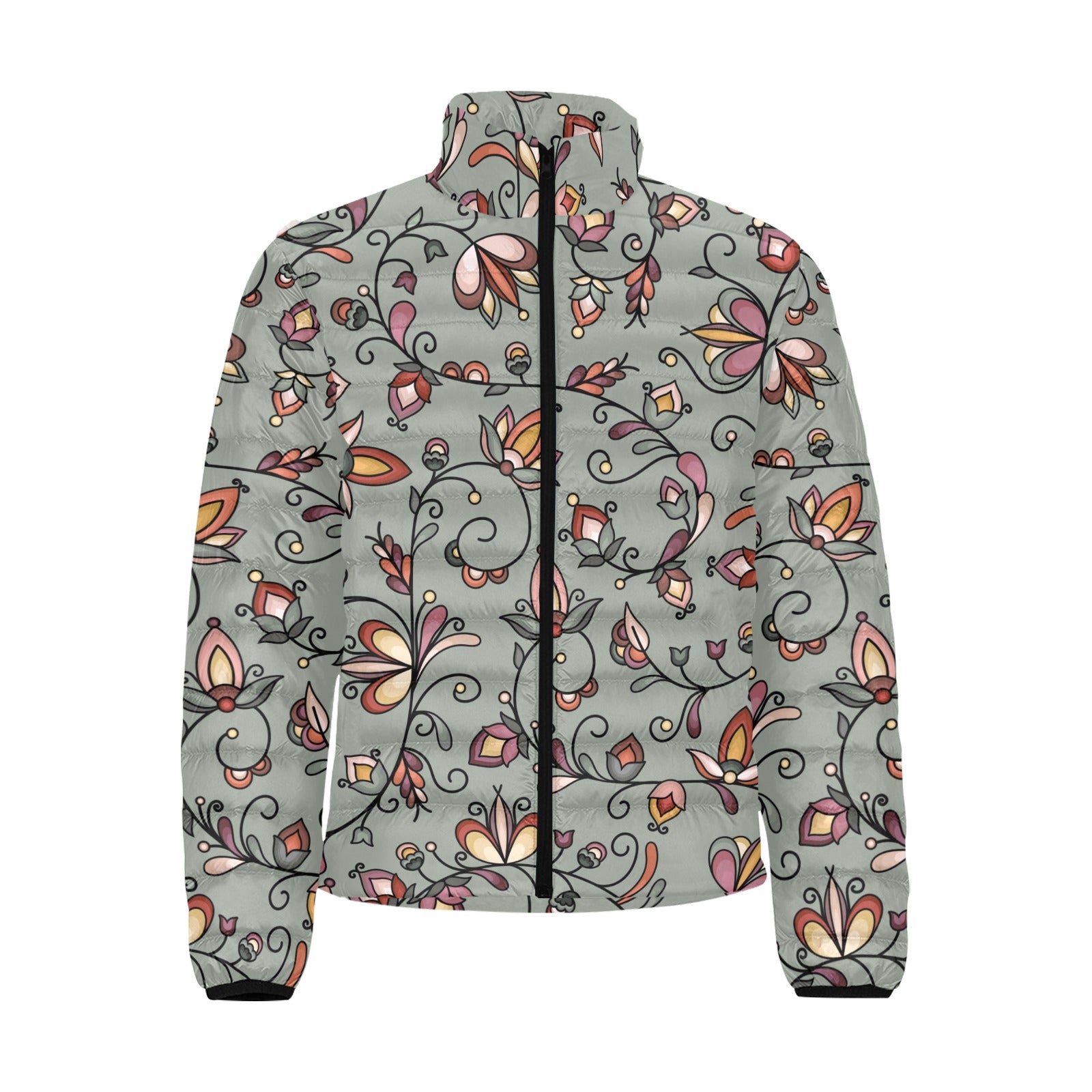 Burnt Sky Petals Green Men's Padded Jacket