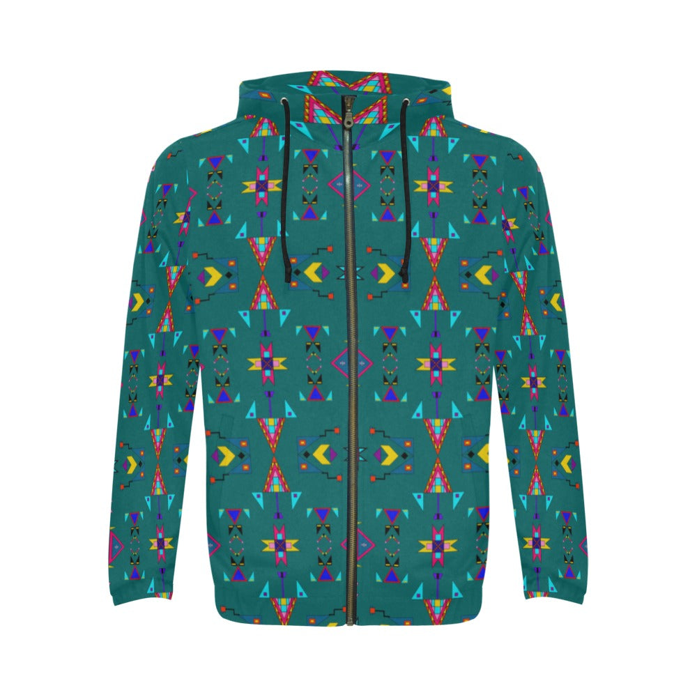 Enemy Territory Teal Men's Zipper Hoodie