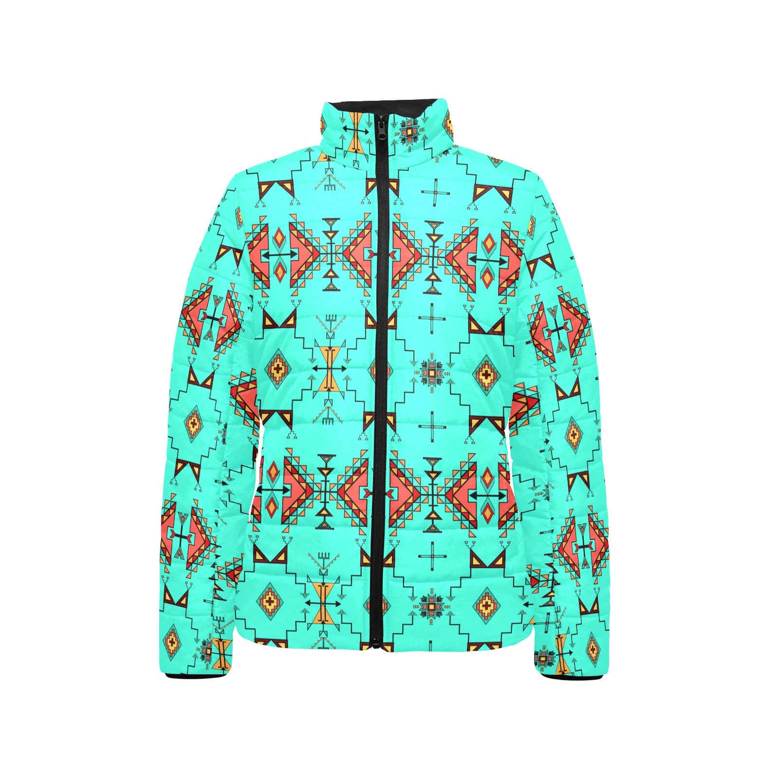 Thunder Flight Turquoise Women's Stand Collar Padded Jacket