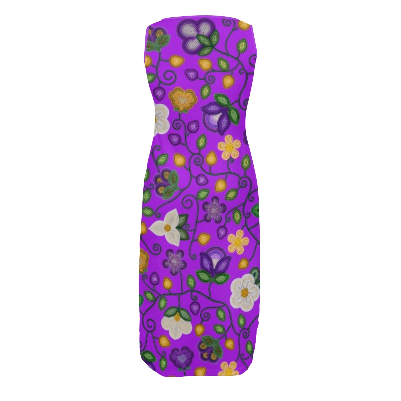 Midnight Moss Bloom Purple Phaedra Sleeveless Open Fork Long Dress