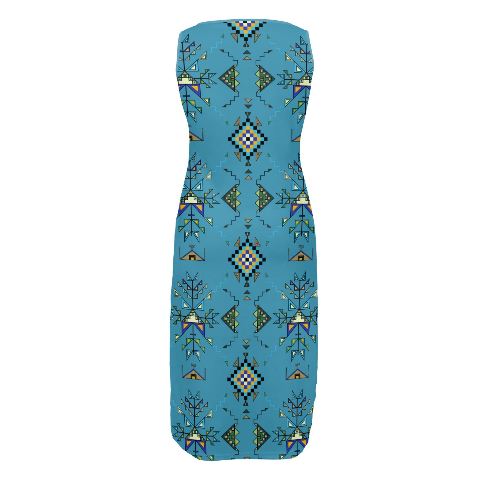 Bear Shield Blue Phaedra Sleeveless Open Fork Long Dress