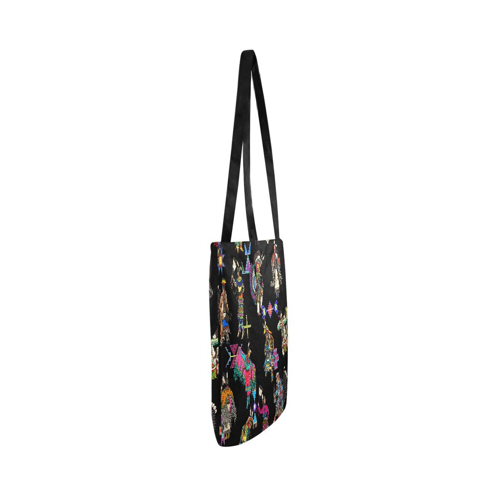 Grand Entry Dancers Black Reusable Shopping Bag (Two sides)
