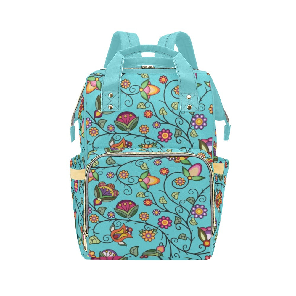 Heartbeat Petals Turquoise Multi-Function Diaper Backpack/Diaper Bag