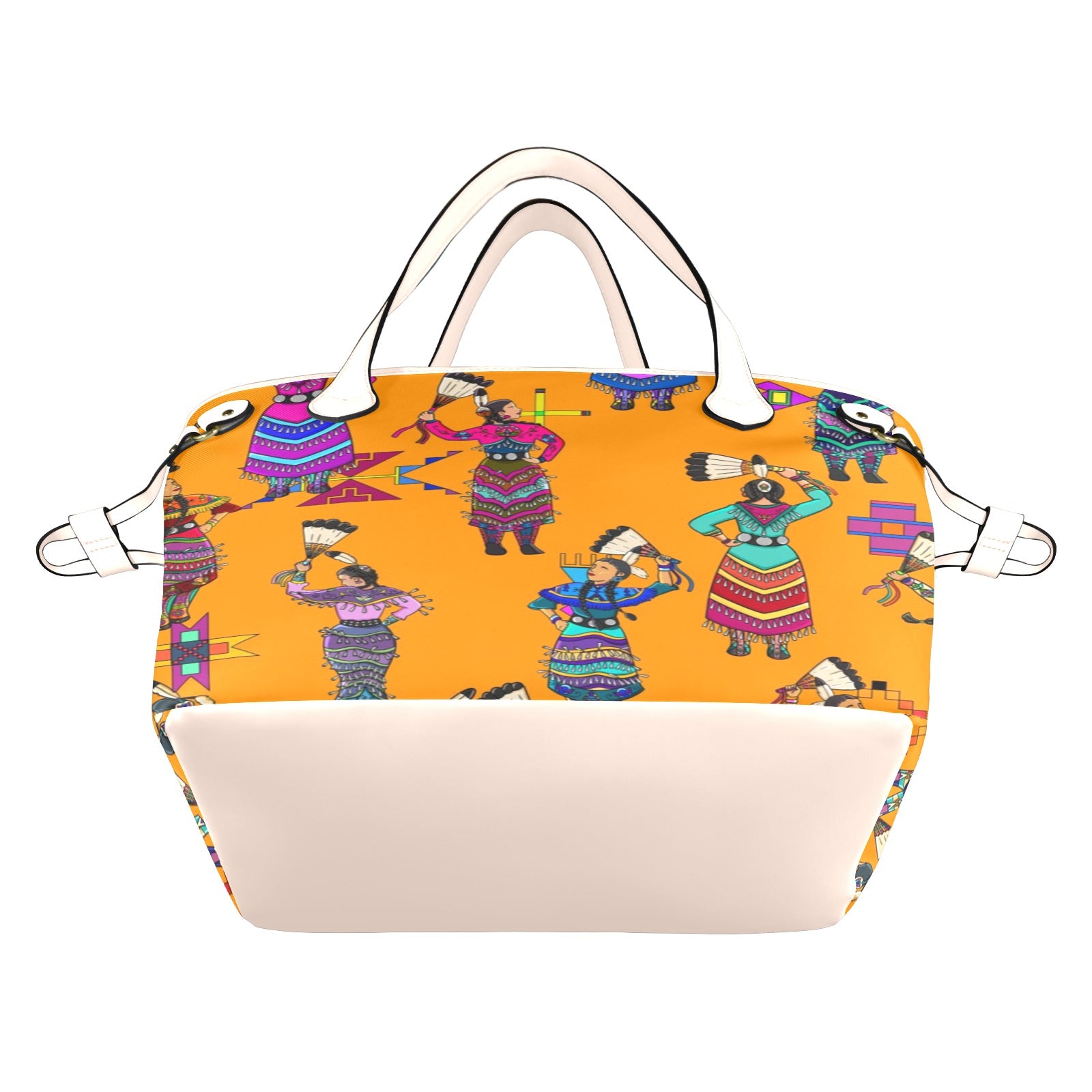 Women's Jingle Dancers Orange Clover Canvas Tote Bag