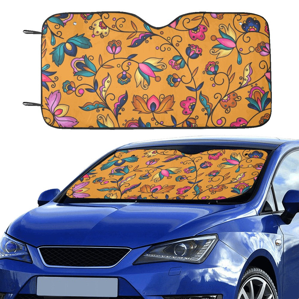 Copper Prairie Petals Orange Car Sun Shade 55"x30"