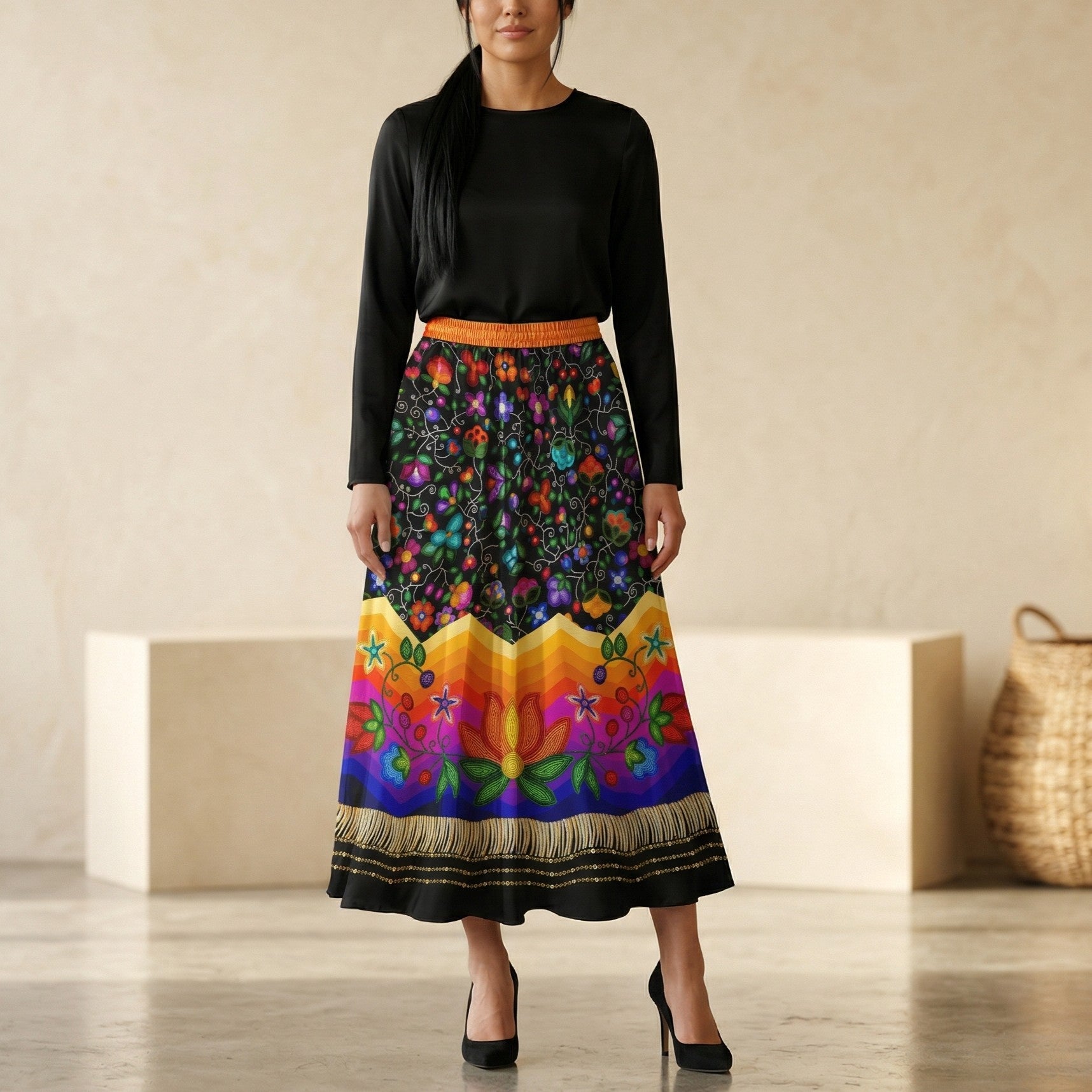 Beaded Offering Black 3 Skirt