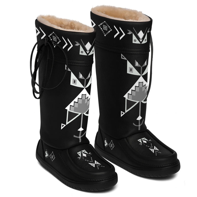 Owl Watcher Black Real Leather MocLux Tall