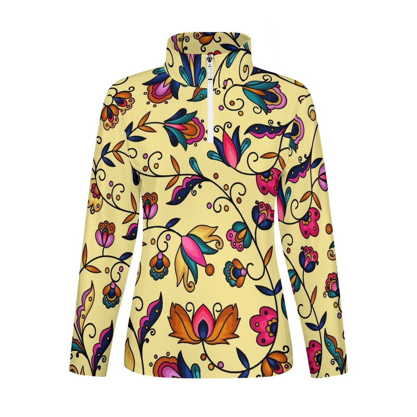 Copper Prairie Petals Yellow Long Sleeve Yoga Shirt