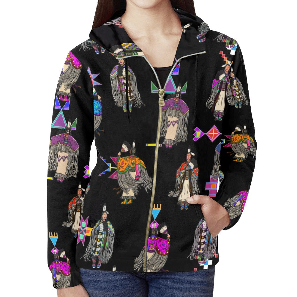 Women's Tradish Dancers Black Full Zip Hoodie for Women