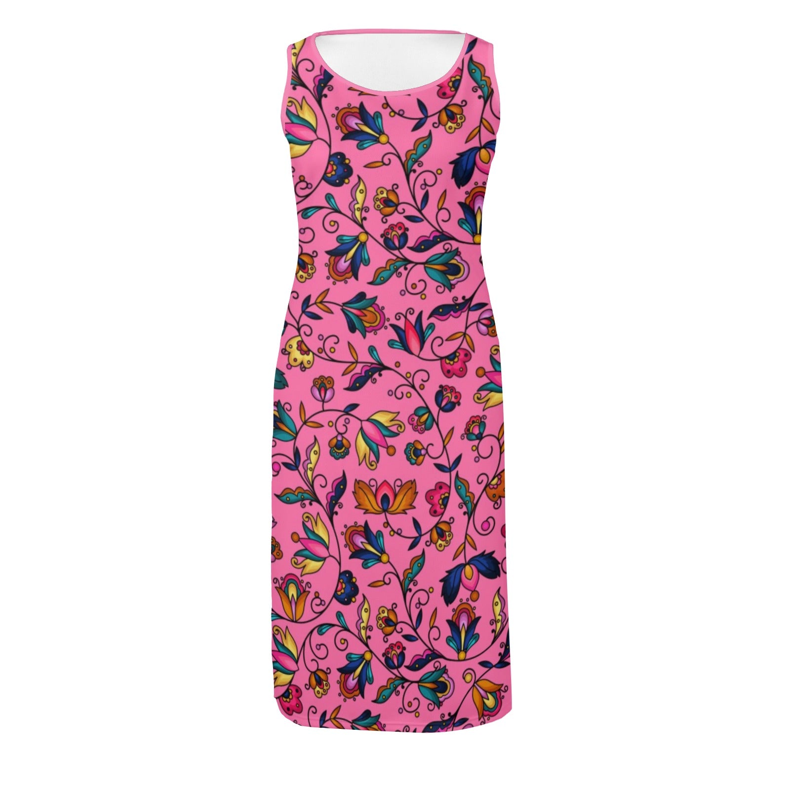 Copper Prairie Petals Pink Phaedra Sleeveless Open Fork Long Dress